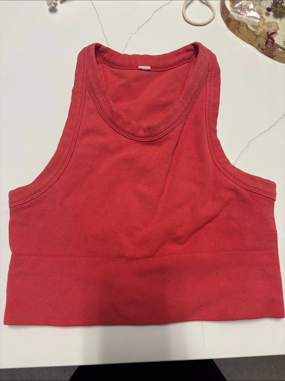 Alo Red Ribbed Tank Crop Top size small